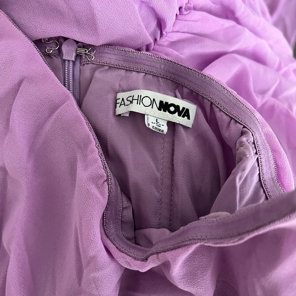 Elegant Lavender Draped Mini Dress - Picture 2 of 5